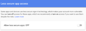 Google Account - Less Secure Apps Option